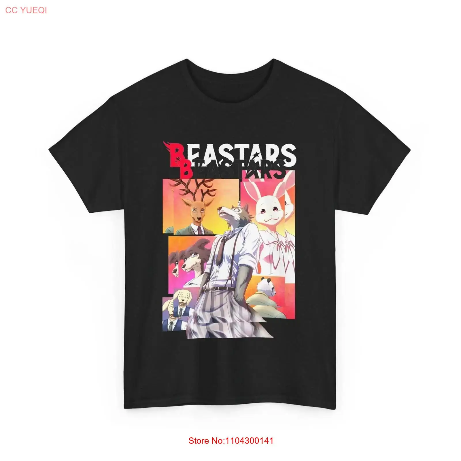 Vintage Fashion Jersey - Camiseta Vintage Anime Beastars Legoshi Preta,