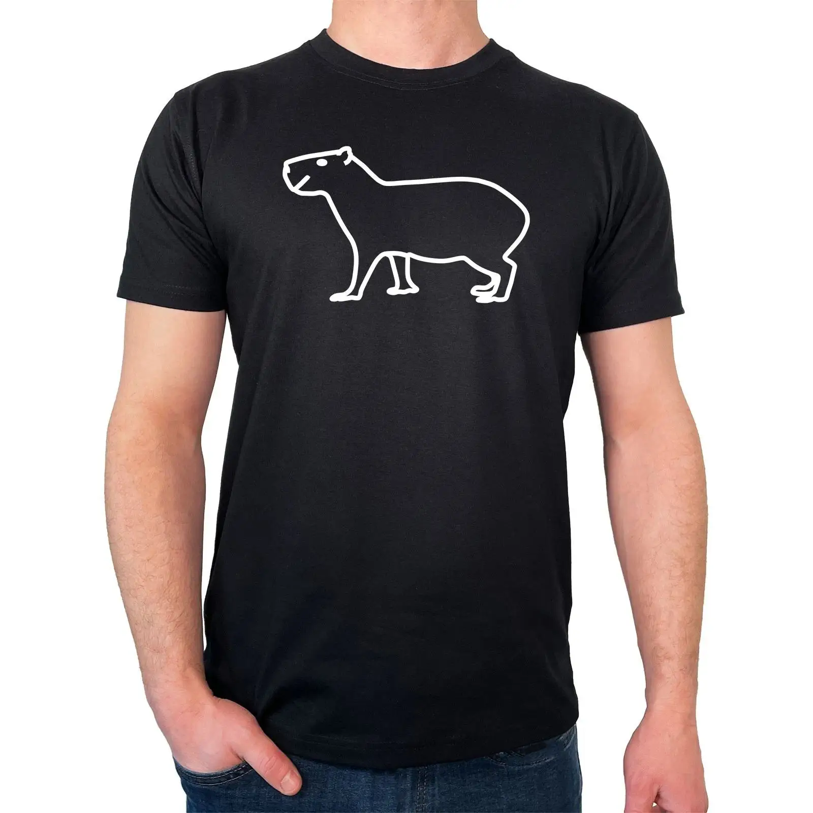 Vintage Fashion Herren - Camiseta Masculina com Silhueta de Capivara,