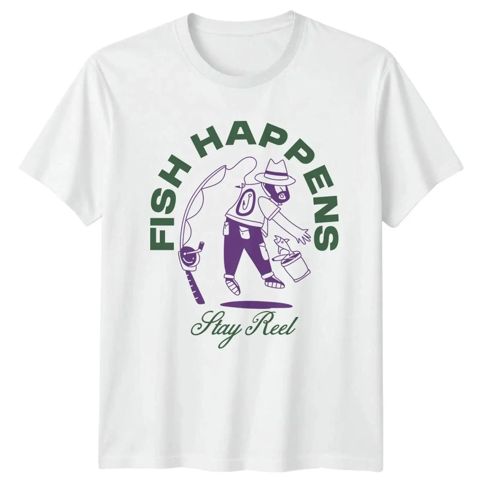 Vintage Fashion Herren - Camiseta Masculina Fish Happens Stay Reel