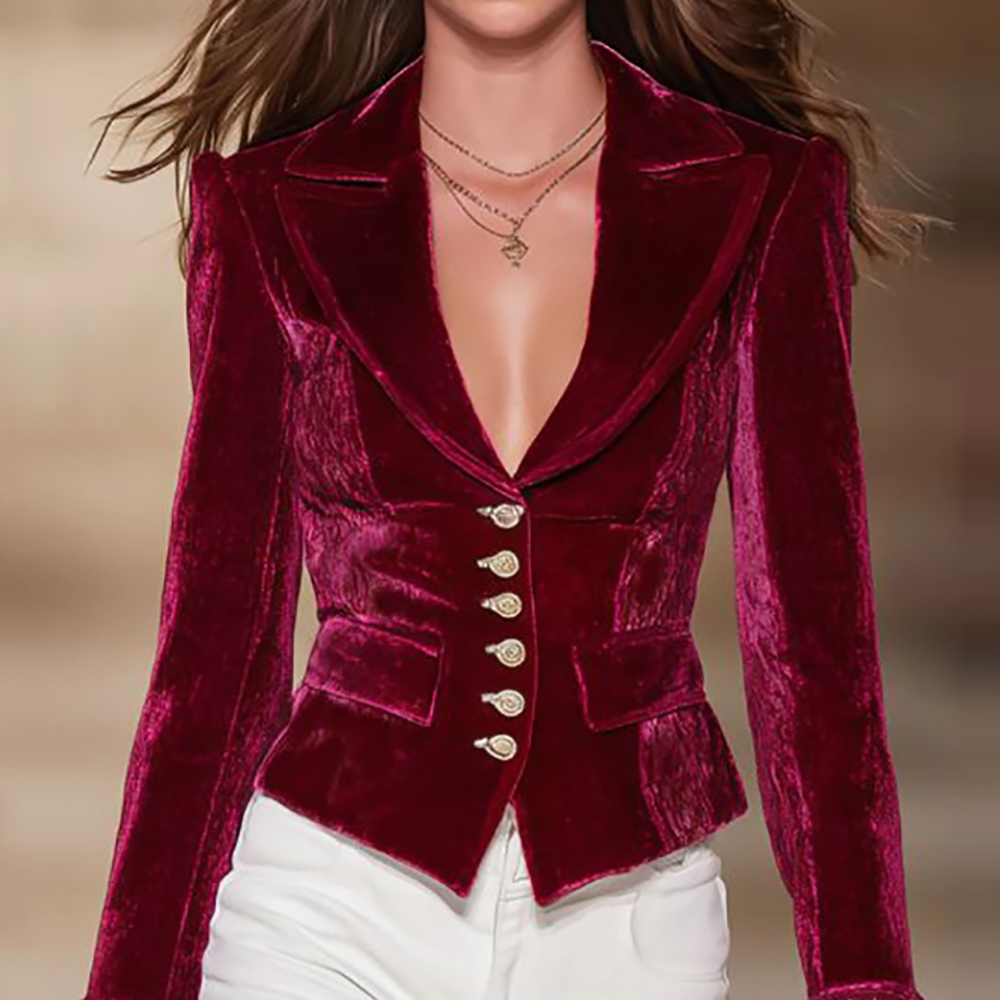 Blazer Feminino Elegante de Ve - Velvet Blazer Vintage avaliação e preço