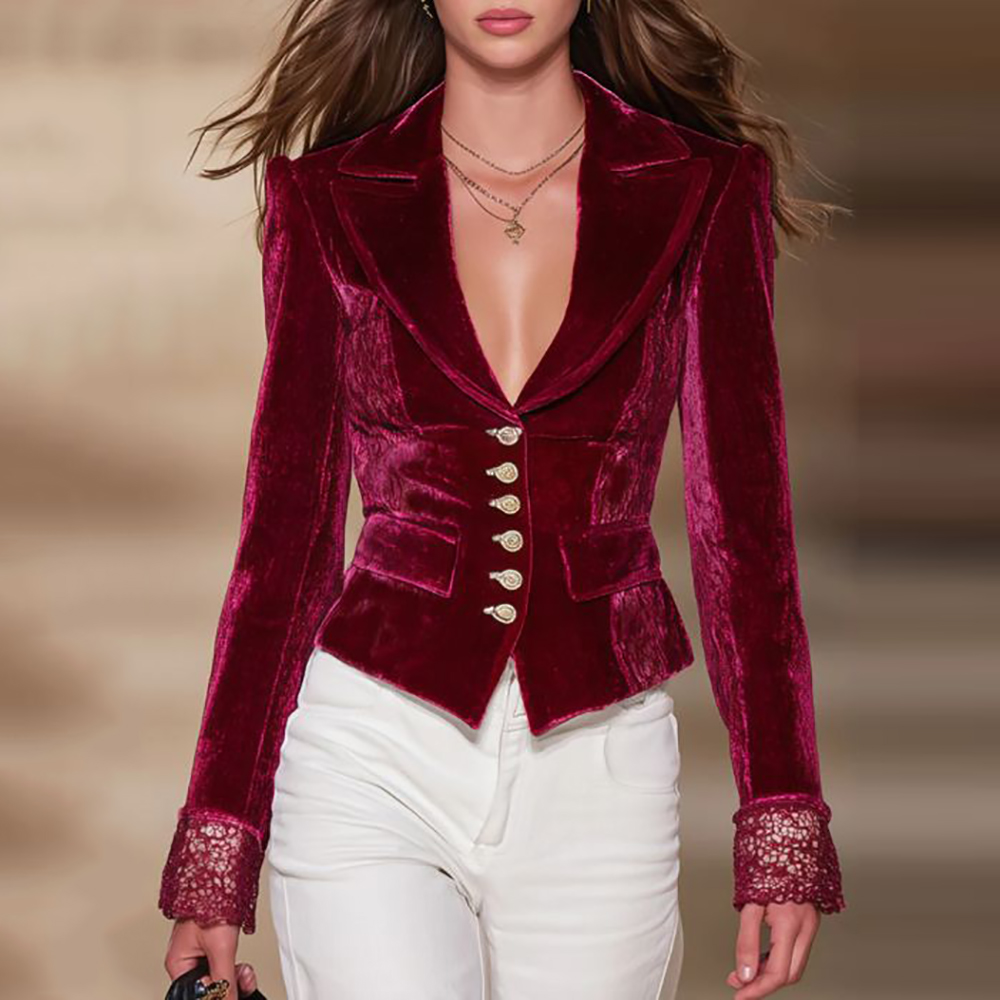 Blazer Feminino Elegante de Ve - Velvet Blazer Vintage avaliação e preço