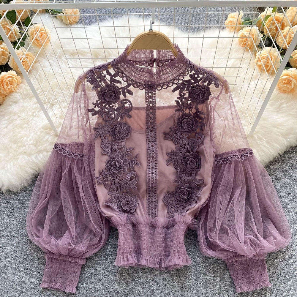 2 pçs/set rendas puff manga lo - Vintage Fashion Jersey avaliação e preço