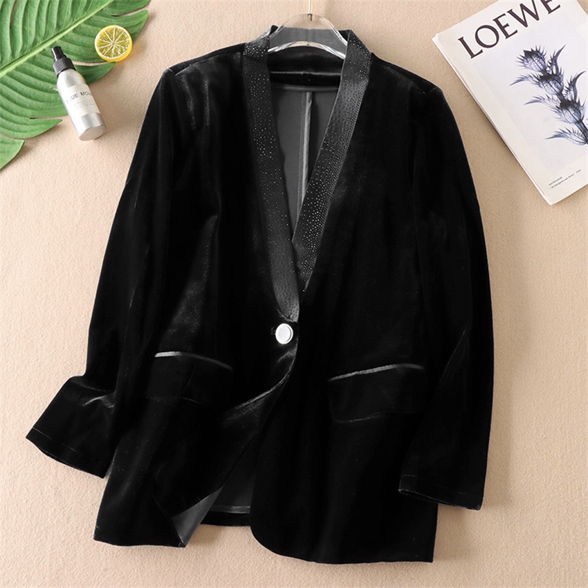Outono inverno tamanho grande  - Velvet Blazer Vintage avaliação e preço