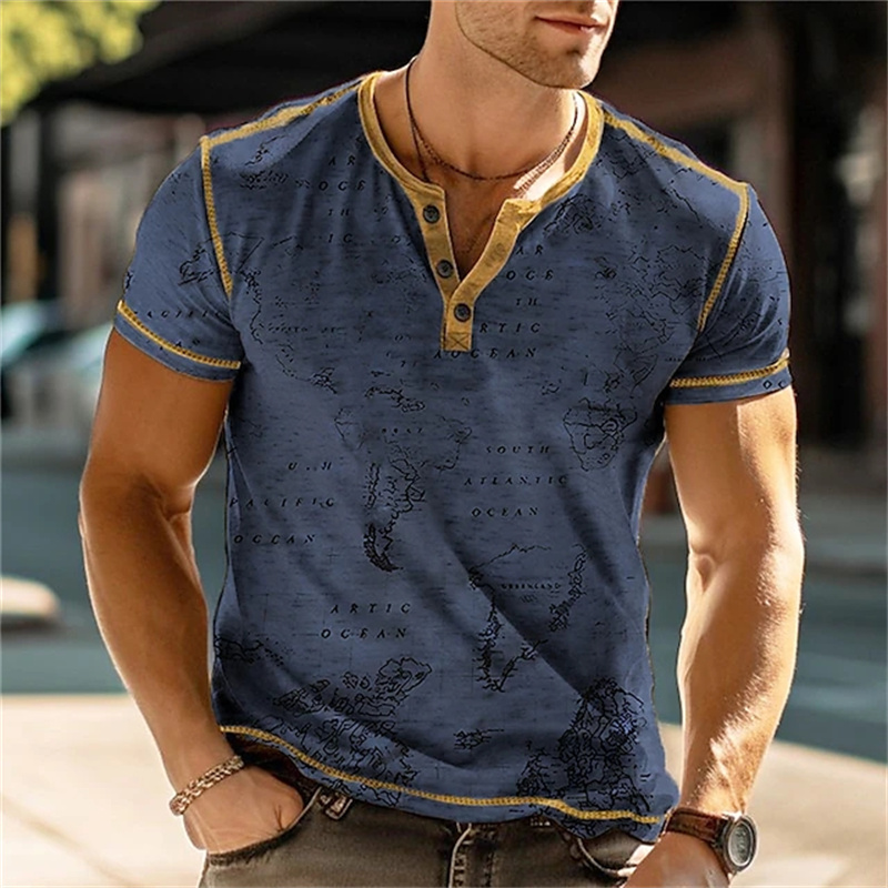 Camisas Masculinas Henry com E - Vintage Fashion Prints avaliação e preço