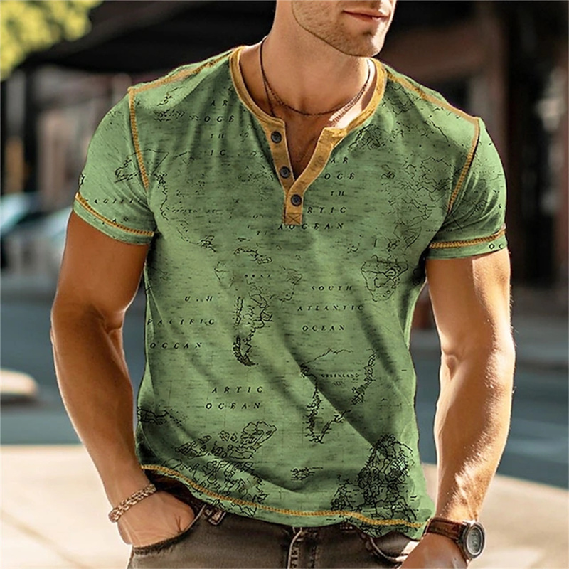 Camisas Masculinas Henry com E - Vintage Fashion Prints avaliação e preço